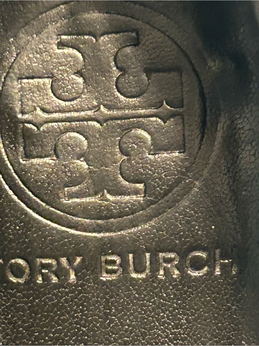 Tory Burch rounded toe, black suede, and leather pumps with gold accents 8.5M